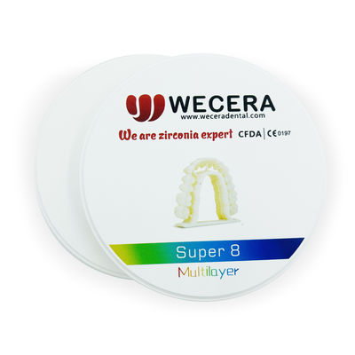 8 Layers Multilayer Zirconia Block with Chemical Solubility Under 100 Micrograms per Square Centimeter and Sintering Density 6 Point 0 Grams per Cubic Centimeter