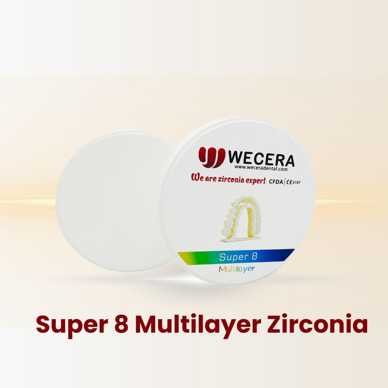 1500 Degree Sintering Temperature Multilayer Zirconia Disc Compatible with Roland VHF imes-icore Thickness 10mm to 25mm